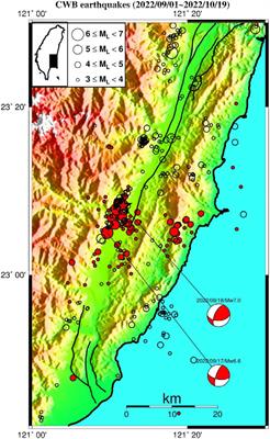 Some characteristics of foreshocks and aftershocks of the 2022 ML6.8 Chihshang, Taiwan, earthquake sequence